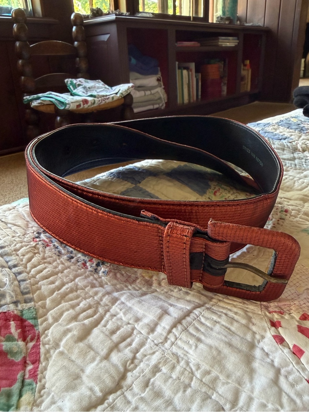 Dries van noten shiny orange belt. 80